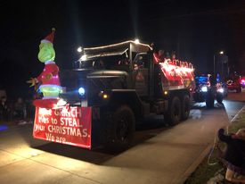 The Flood Truck in a local parade called the Festival of Lights