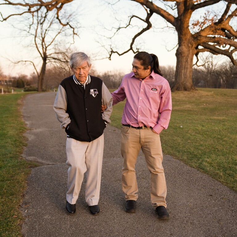 Our 2020 Exceptional Caregiver Finalist assisting his client in Lemont.
