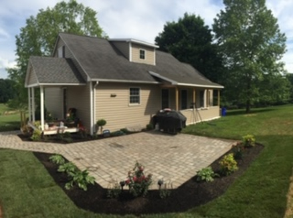 a job well done ~ patio design and installation, plants, mulch
