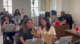 Getting together to do a team building exercise! 