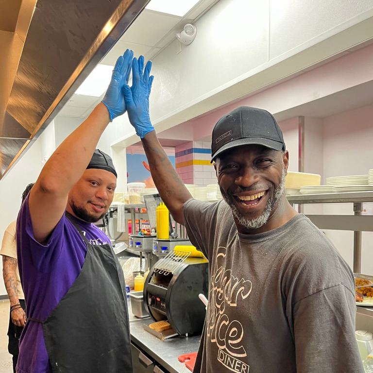 Team members on the job.