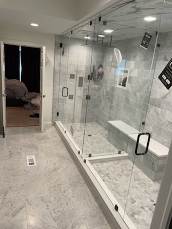 custom shower / steam shower attached