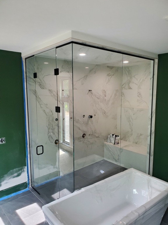 custom shower with transom