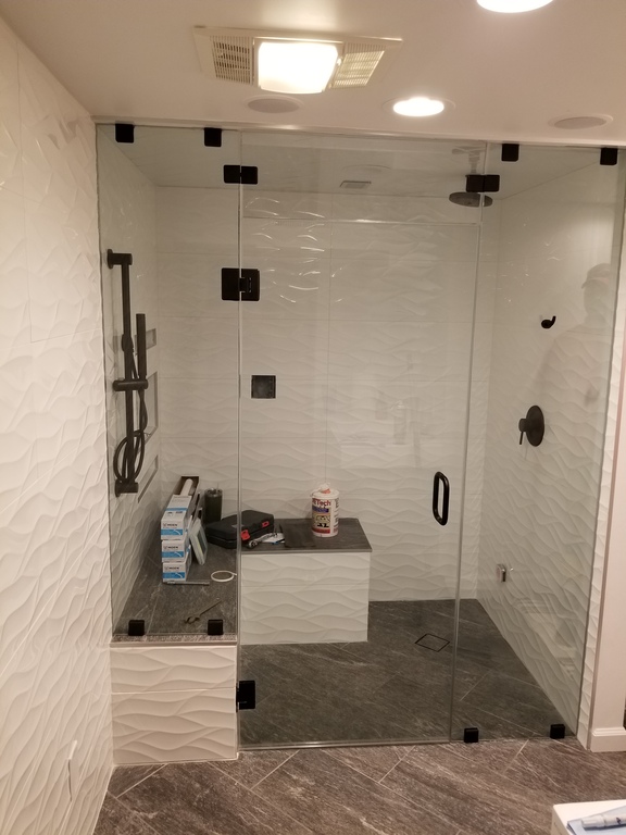 custom shower with transom