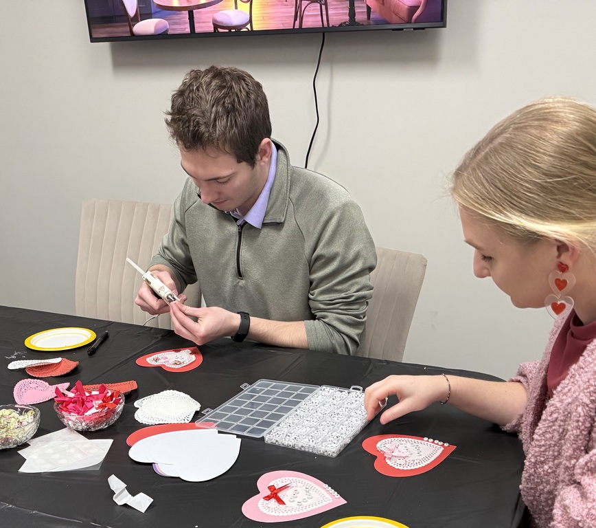 We made Valentines.