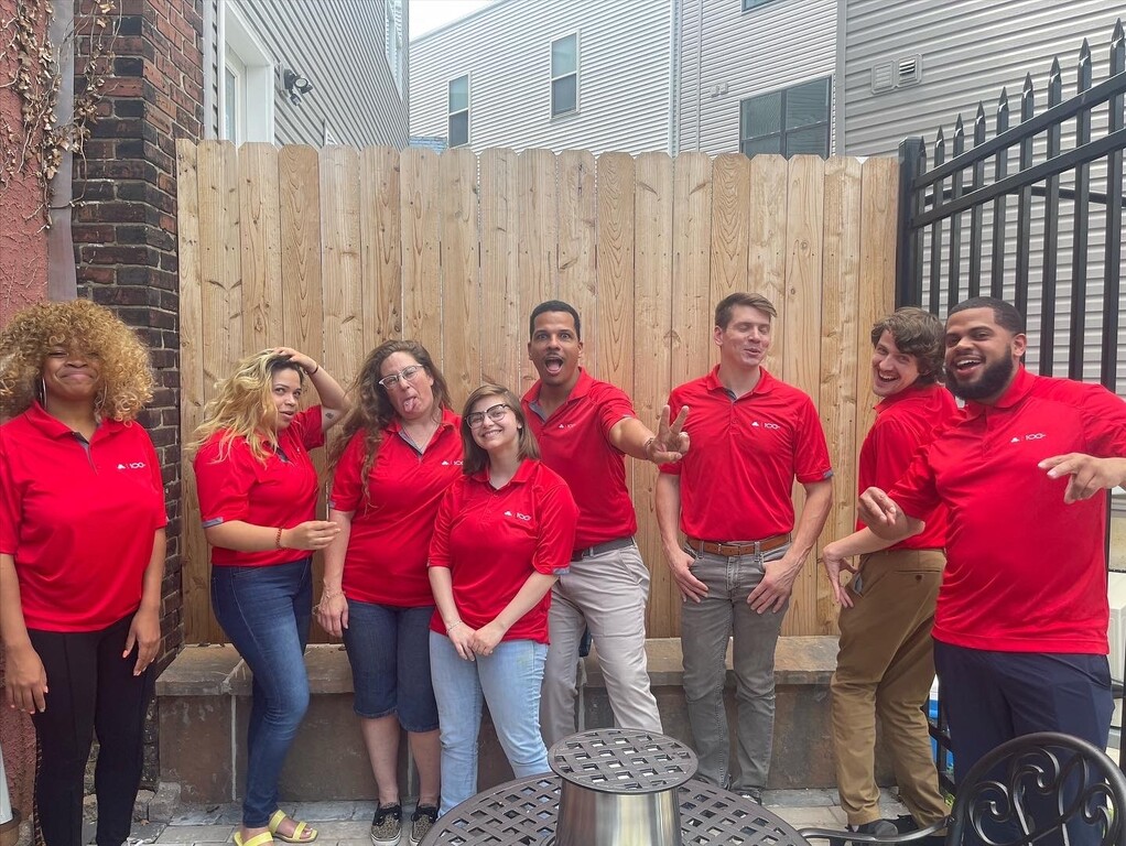 team friday griling at the office
