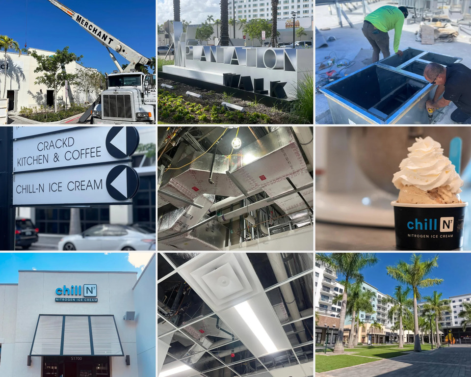This was a fun project we completed in 2022 at Plantation Walk for Chill-N Nitrogen Ice Cream—a growing franchise known for its made-to-order desserts (and clouds of nitrogen that definitely turn a few heads).

The space was about 1,300 square feet and required a full commercial HVAC buildout from the ground up.