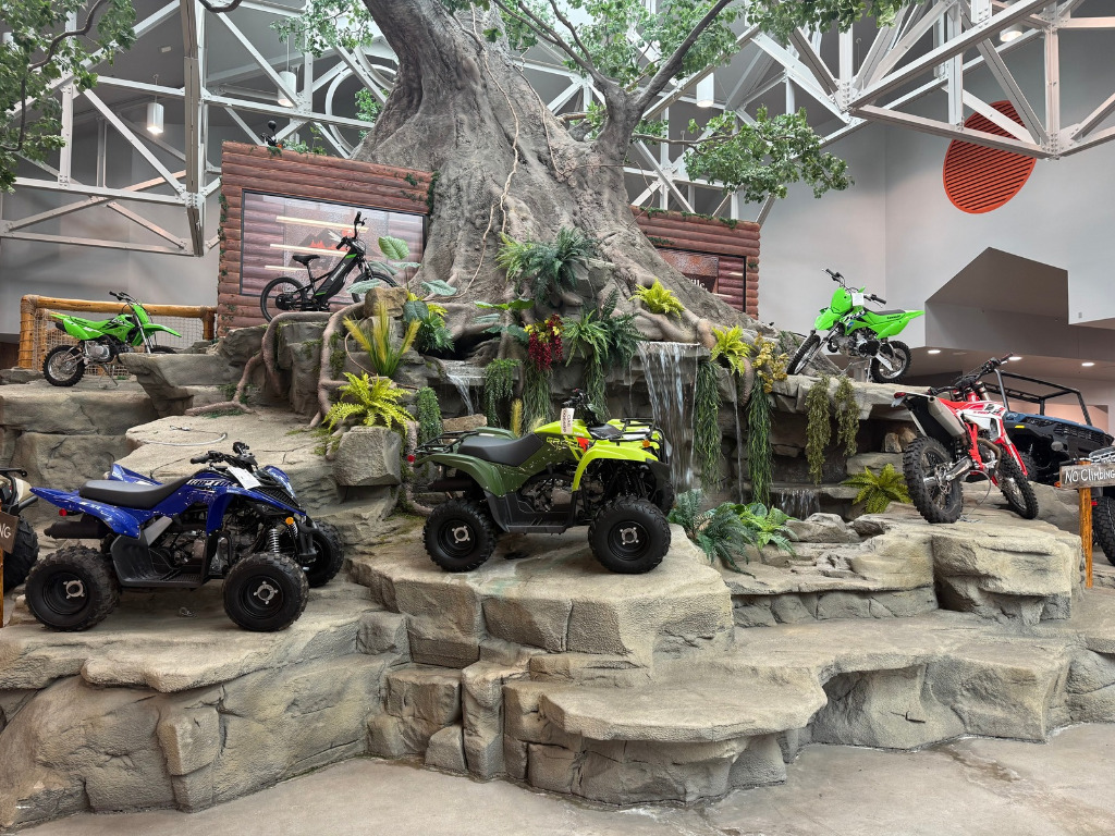 Showroom floor featuring indoor mountain at Oasis Powersports.